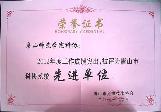 2012年我校科协工作取得优异成绩